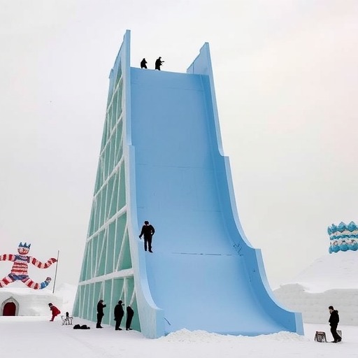 哈尔滨冰雪大世界超级冰滑梯动工(图2) 哈尔滨冰雪大世界超级冰滑梯动工(图2)