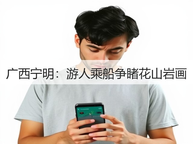 广西宁明:游人乘船争睹花山岩画(图2) 广西宁明:游人乘船争睹花山岩画(图2)