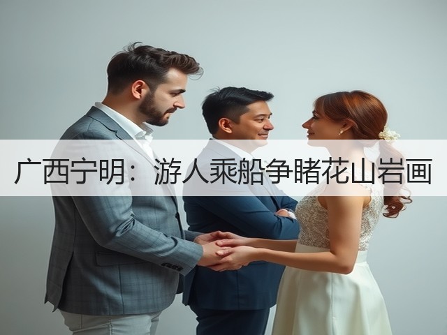 广西宁明:游人乘船争睹花山岩画(图1) 广西宁明:游人乘船争睹花山岩画(图1)